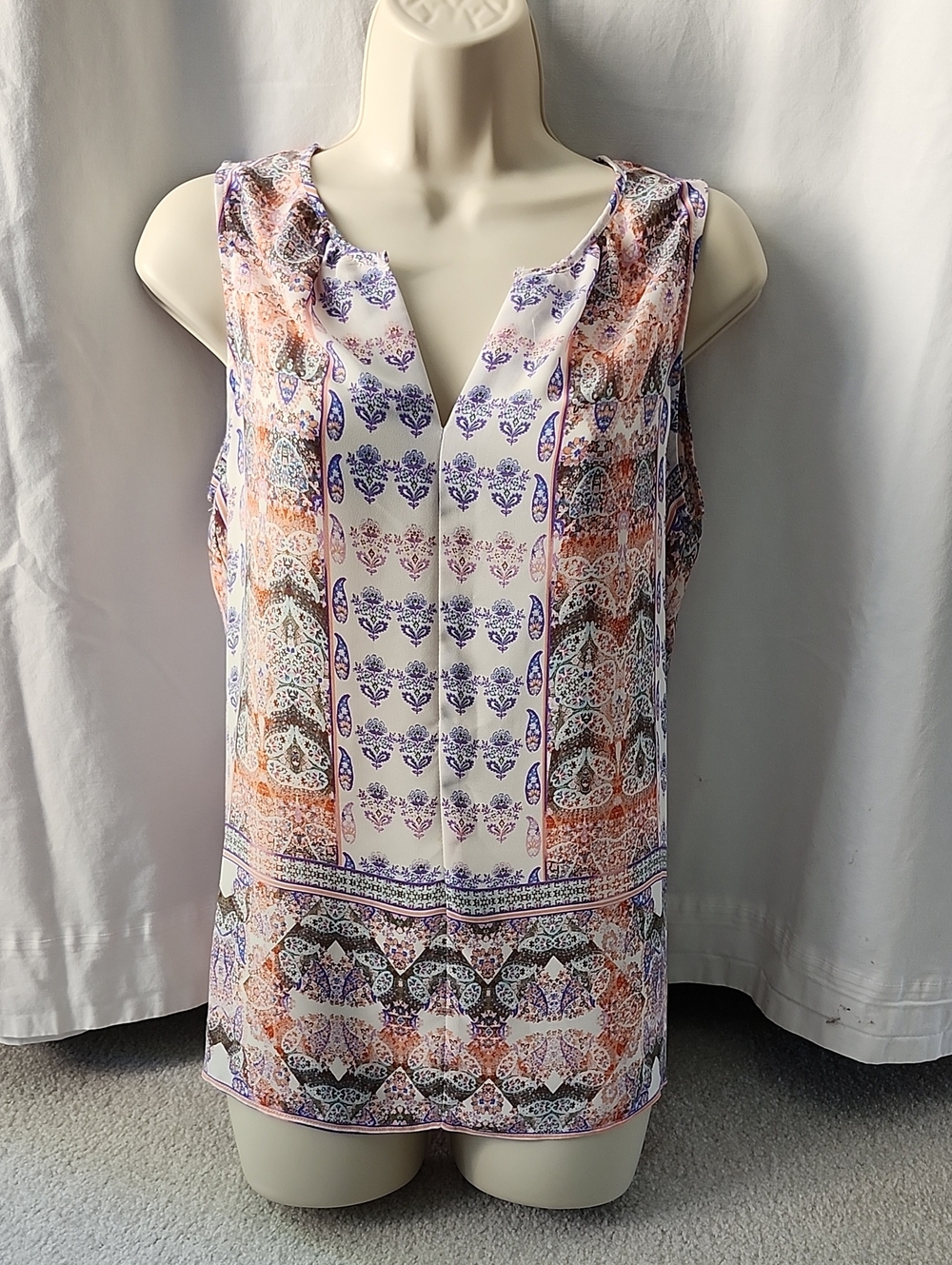 Boho Print V-Neck Sleeveless Camisole in Purple and Peach